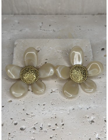 Boucles D’Oreilles Fleur Beige