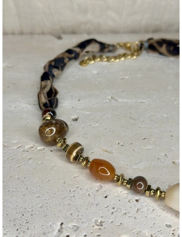 Collier Acier Inoxydable Beige